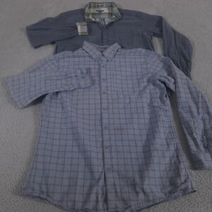 LOT OF 2 Eddie Bauer Shirt Mens XL Tall Button Down Classic Fit Cotton Flip Cuff